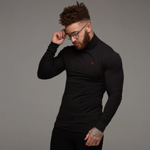 Load image into Gallery viewer, Father Sons Classic Black Stretch Roll Neck (Red Emblem) - FSH090