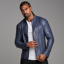 Load image into Gallery viewer, Father Sons Navy Lambs Leather Jacket - FSH217