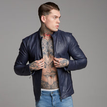 Load image into Gallery viewer, Father Sons Navy Lambs Leather Jacket - FSH217