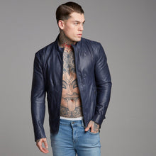 Load image into Gallery viewer, Father Sons Navy Lambs Leather Jacket - FSH217
