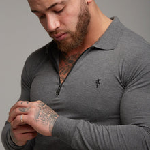 Load image into Gallery viewer, Father Sons Classic Dark Grey Zipped Polo Long Sleeve Shirt - FSH026