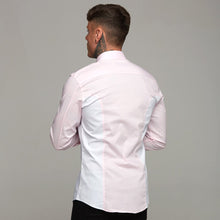 Load image into Gallery viewer, Father Sons Super Slim Stretch Pink Panel Shirt with White Contrast Sleeve - FS324