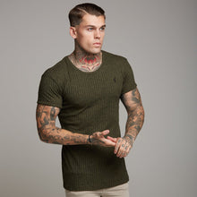 Load image into Gallery viewer, Father Sons Classic Khaki Ribbed Knit Super Slim Long Line Crew - FSH172
