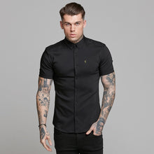 Load image into Gallery viewer, Father Sons Super Slim Ultra Stretch Classic Black Short Sleeve (Khaki Embroidery) - FS481