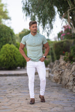 Load image into Gallery viewer, Father Sons Classic Sage Green Polo Shirt with Gold Metal Emblem Decal & Buttons - FSH502 (PRE ORDER / DISPATCH DATE 17TH AUGUST)