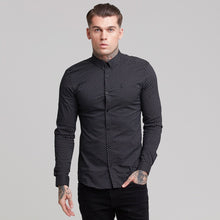 Load image into Gallery viewer, Father Sons Super Slim Stretch Black & White Ditsy Print Long Sleeve FS414