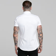 Load image into Gallery viewer, Father Sons Slim Sateen Classic White with Burgundy Embroidery - FS397