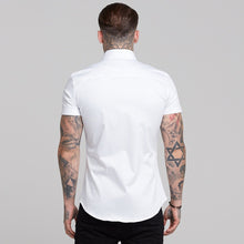 Load image into Gallery viewer, Father Sons Slim Sateen Classic White with Navy Embroidery - FS396