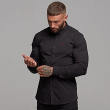 Load image into Gallery viewer, Father Sons Super Slim Ultra Stretch Black Shirt (Red embroidery) - FS354