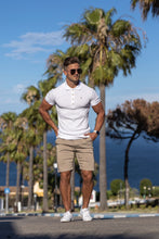Load image into Gallery viewer, Father Sons Classic White Ribbed Polo Shirt with Gold Metal Emblem Decal & Buttons - FSH496 (PRE ORDER > 30TH JULY)
