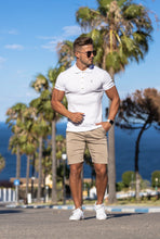Load image into Gallery viewer, Father Sons Classic White Ribbed Polo Shirt with Gold Metal Emblem Decal & Buttons - FSH496 (PRE ORDER > 30TH JULY)