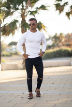 Load image into Gallery viewer, Father Sons Classic White / Gold Ribbed Knit Super Slim Crew - FS499 (PRE ORDER / DISPATCH DATE 17TH AUGUST)