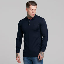 Load image into Gallery viewer, Father Sons Classic Navy Knitted Long Sleeve Polo Shirt - FSH178