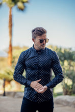 Load image into Gallery viewer, Father Sons Super Slim Stretch Black & Off White Broken Square Print Long Sleeve - FS662