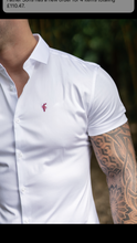 Load image into Gallery viewer, Father Sons Slim Sateen Classic White with Burgundy Embroidery - FS397