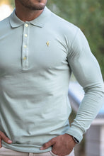 Load image into Gallery viewer, Father Sons Classic Long Sleeve Sage Green Polo Shirt with Gold Metal Emblem Decal & Buttons - FSH501 (PRE ORDER / DISPATCH DATE 17TH AUGUST)