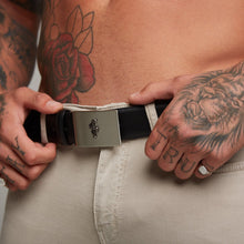 Load image into Gallery viewer, Father Sons Black Leather Belt (Silver Buckle) - FSH193