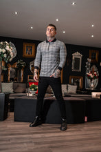 Load image into Gallery viewer, Father Sons Prince Of Wales Zipped Long Sleeve Polo Shirt- FSH437
