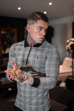 Load image into Gallery viewer, Father Sons Prince Of Wales Zipped Long Sleeve Polo Shirt- FSH437
