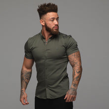 Load image into Gallery viewer, Father Sons Super Slim Stretch Khaki Denim Short Sleeve - FS203
