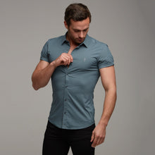 Load image into Gallery viewer, Father Sons Super Slim Stretch Classic Teal Short Sleeve - FS237
