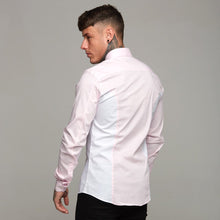 Load image into Gallery viewer, Father Sons Super Slim Stretch Pink Panel Shirt with White Contrast Sleeve  - FS324
