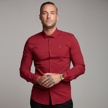 Load image into Gallery viewer, Father Sons Super Slim Stretch Classic Oxblood Panel Shirt (Grey embroidery) - FS318

