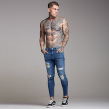 Load image into Gallery viewer, Father Sons Zipped Ankle Distressed Ripped Slim Stretch Blue Jeans - FSH180 / FSH213
