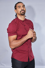 Load image into Gallery viewer, Father Sons Super Slim Stretch Classic Oxblood Grandad Collar Short Sleeve - FS292
