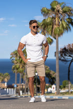 Load image into Gallery viewer, Father Sons Classic White Ribbed Polo Shirt with Gold Metal Emblem Decal &amp; Buttons - FSH496 (PRE ORDER > 30TH JULY)

