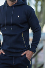 Load image into Gallery viewer, Father Sons Navy &amp; Gold Overhead Hoodie Top with Zipped Pockets - FSH475 (PRE ORDER / DISPATCH DATE 31ST JULY)

