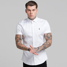 Load image into Gallery viewer, Father Sons Slim Sateen Classic White with Black Embroidery - FS398

