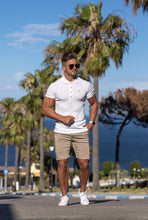 Load image into Gallery viewer, Father Sons Classic White Ribbed Polo Shirt with Gold Metal Emblem Decal &amp; Buttons - FSH496 (PRE ORDER > 30TH JULY)
