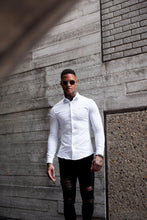 Load image into Gallery viewer, Father Sons Slim Sateen Classic White Long Sleeve (Salmon Embroidery) - FS399
