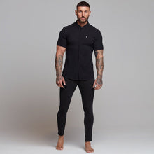 Load image into Gallery viewer, Father Sons Super Slim Stretch Ribbed Black Short Sleeve - FS407
