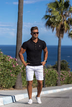 Load image into Gallery viewer, Father Sons Classic Black Ribbed Polo Shirt with Gold Metal Emblem Decal &amp; Buttons - FSH495 (PRE ORDER > 30TH JULY)
