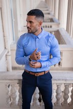 Load image into Gallery viewer, Father Sons Super Slim Luxe Ultra Stretch Cornflower Blue Long Sleeve -  FS385  (PRE - ORDER / DISPATCH DATE 29TH JULY)
