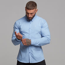 Load image into Gallery viewer, Father Sons Super Slim Stretch Classic Light Blue Panel Shirt - FS319
