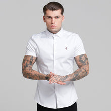 Load image into Gallery viewer, Father Sons Slim Sateen Classic White with Burgundy Embroidery - FS397
