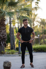 Load image into Gallery viewer, Father Sons Classic Black Polo Shirt with Silver Metal Emblem Decal &amp; Buttons - FSH459 (PRE ORDER > 6TH JULY)
