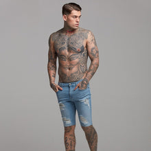 Load image into Gallery viewer, Father Sons Slim Stretch Washed Blue Distressed Denim Jean Shorts - FSH242
