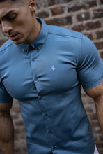 Load image into Gallery viewer, Father Sons Super Slim Stretch Teal Denim Short Sleeve - FS328
