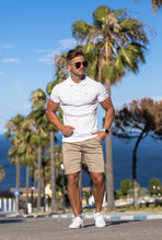 Load image into Gallery viewer, Father Sons Classic White Ribbed Polo Shirt with Gold Metal Emblem Decal &amp; Buttons - FSH496 (PRE ORDER > 30TH JULY)

