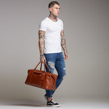 Load image into Gallery viewer, Father Sons Tan Leather Holdall Weekender Bag - FSH202
