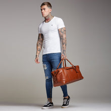Load image into Gallery viewer, Father Sons Tan Leather Holdall Weekender Bag - FSH202
